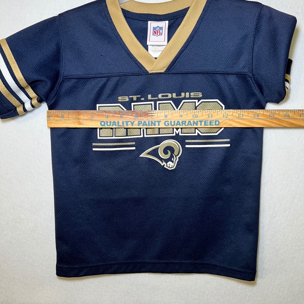 Vintage NFL St. Louis Rams Jersey Navy Blue Gold Y2K Football Youth XS 4-5 - Picture 7 of 11